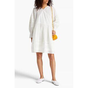 Cecilie Bahnsen "Amelie" Taffeta Wrap Dress in White, size M/L